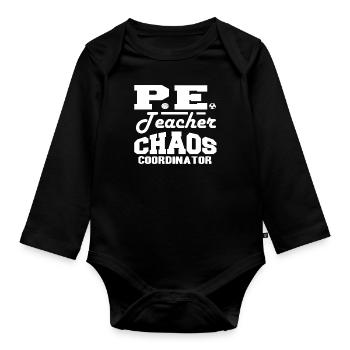 physical education teacher - Organic Longsleeve Baby Bodysuit - black - Front