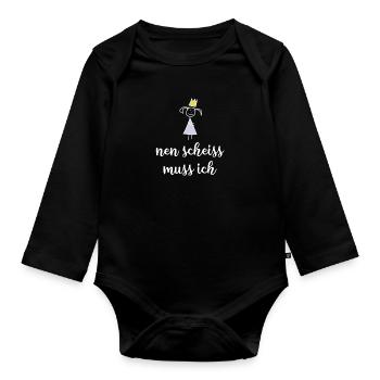 Nen Scheiss muss ich - Baby Bio-Langarm-Body - Schwarz - Vorne