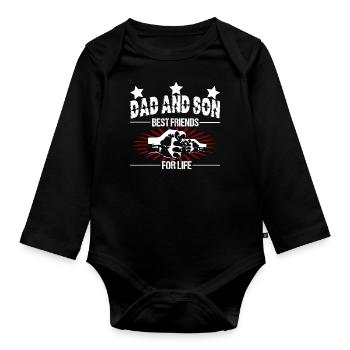 Père et fils, papa et fils, meilleurs amis pour la vie - Body Bébé bio manches longues - noir - Devant