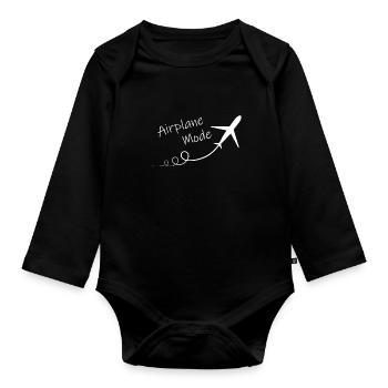 Airplane Mode Adventure Abenteuer Flugzeug - Organic Longsleeve Baby Bodysuit - black - Front