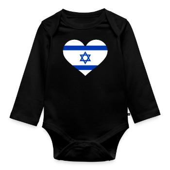 Israel - Organic Longsleeve Baby Bodysuit - black - Front