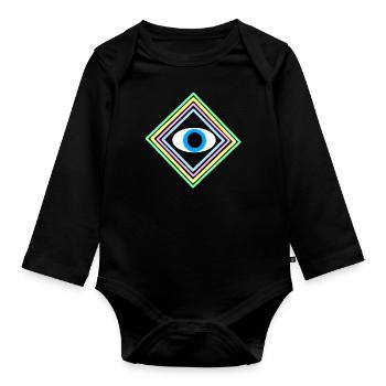 Eye square - Organic Longsleeve Baby Bodysuit - black - Front