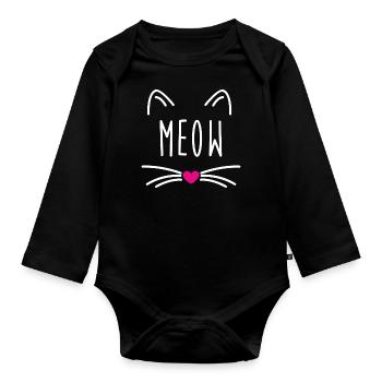 MEOW - Body Bébé bio manches longues - noir - Devant