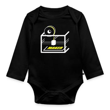 3D printer design for makers - Organic Longsleeve Baby Bodysuit - black - Front