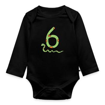 Snake Birthday Boy 6th Sixth Kids Reptile Animal - Organic Longsleeve Baby Bodysuit - black - Front
