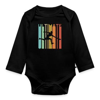 Ultimate Frisbee Retro Player Men Women Flying - Organic Longsleeve Baby Bodysuit - black - Front