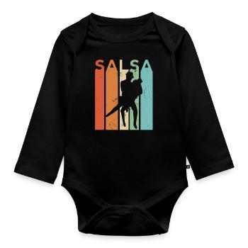Salsa Retro Vintage Dance Cumbia Music Latin - Organic Longsleeve Baby Bodysuit - black - Front