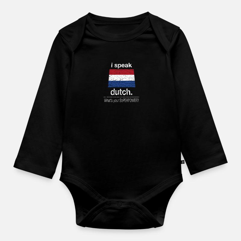 Pays-Bas Pays-Bas Néerlandais Néerlandais - Body Bébé bio manches longues - noir
