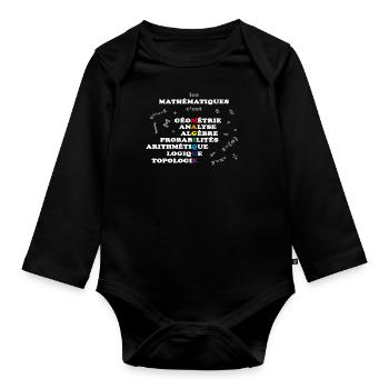 Les mathématiques c'est magique - Body Bébé bio manches longues - noir - Devant