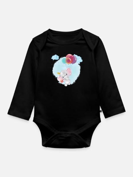 Bébé éléphant - Body Bébé bio manches longues - noir