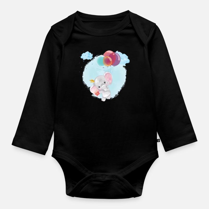 Bébé éléphant - Body Bébé bio manches longues - noir
