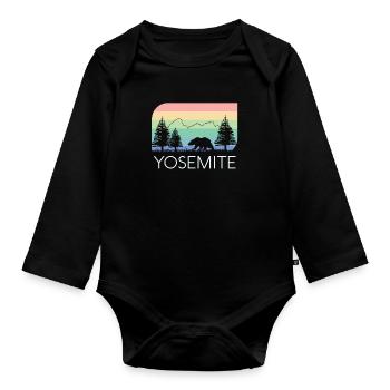 Parc national de Yosemite California Retro Vintage - Body Bébé bio manches longues - noir - Devant