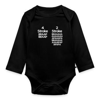 4 stroke vs. 2 stroke - Organic Longsleeve Baby Bodysuit - black - Front