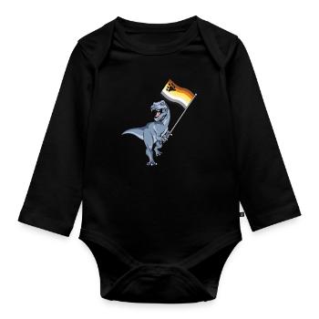 Gay Bear Flag Dinosaur LGBTQIA Homosexual Pride - Organic Longsleeve Baby Bodysuit - black - Front