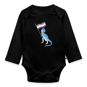 Asexual Flag Dinosaur LGBTQIA Pride LGBT - Organic Longsleeve Baby Bodysuit - black - Front