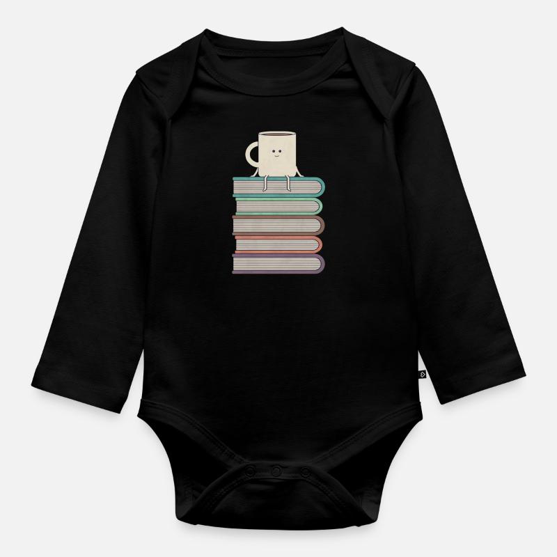 coffe books - Organic Longsleeve Baby Bodysuit - black