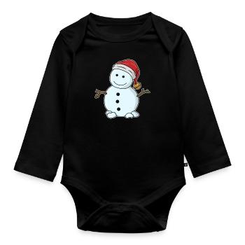 Bonhomme de neige sans nez - Body Bébé bio manches longues - noir - Devant
