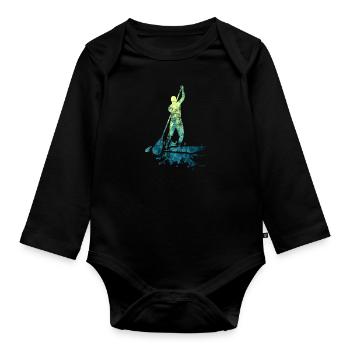 Stand up pagayeur | Stand up Paddling - Body Bébé bio manches longues - noir - Devant