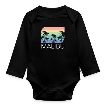 Malibu California Beach Coast Retro Vintage SoCal - Baby Bio-Langarm-Body - Schwarz - Vorne