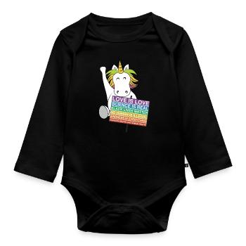 Social Justice Unicorn Activist Sign Equity - Organic Longsleeve Baby Bodysuit - black - Front
