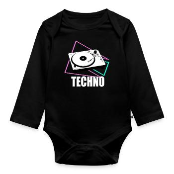 techno decks - Organic Longsleeve Baby Bodysuit - black - Front