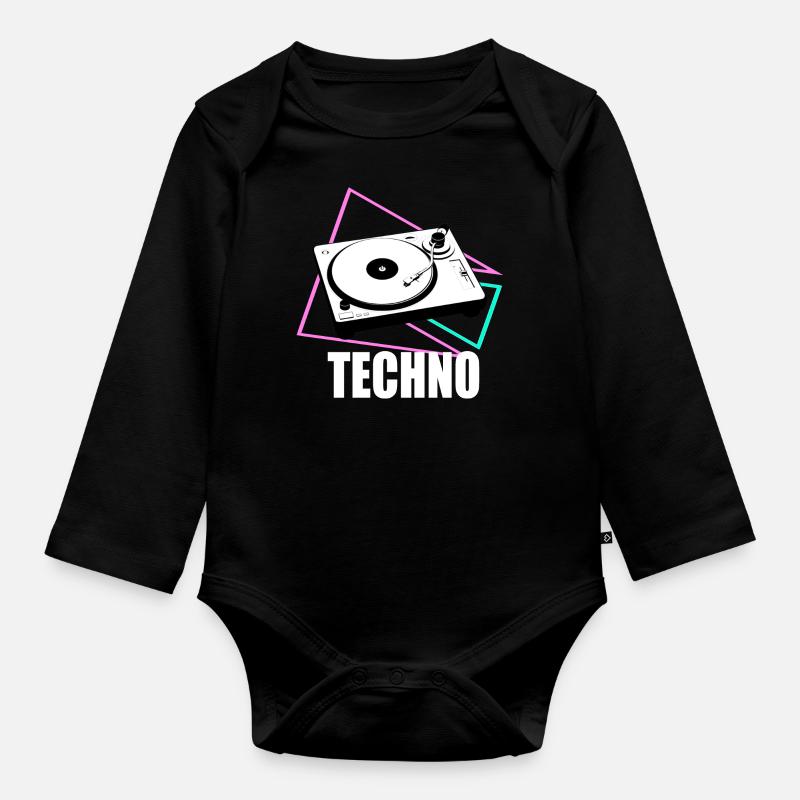 platines techno - Body Bébé bio manches longues - noir