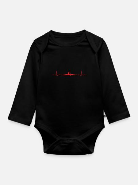 Heartbeat Kajak Kajakliebhaber Geschenkidee - Langærmet babybody, økologisk bomuld - sort