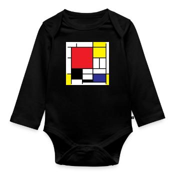 Symbol Piet Mondrian Moderne Kunst Geschenkidee - Baby Bio-Langarm-Body - Schwarz - Vorne