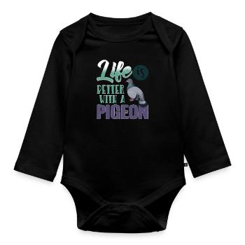 Dove - Organic Longsleeve Baby Bodysuit - black - Front