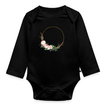 fresh flower circle - Organic Longsleeve Baby Bodysuit - black - Front