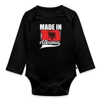 Albaner | Kosovo Albanien Balkan Alban Geschenke - Baby Bio-Langarm-Body - Schwarz - Vorne