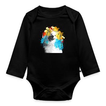 Aquarelle Samoyède multicolore - Body Bébé bio manches longues - noir - Devant