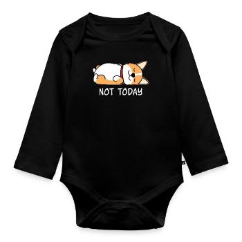 Sleeping lazy dog - Organic Longsleeve Baby Bodysuit - black - Front