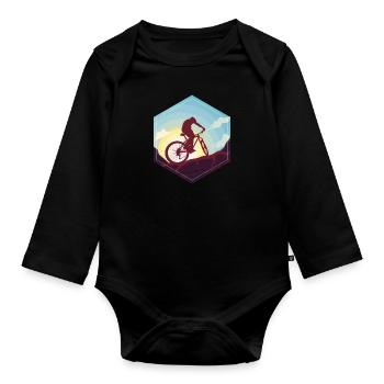 Vélo de montagne cool VTT - Body Bébé bio manches longues - noir - Devant