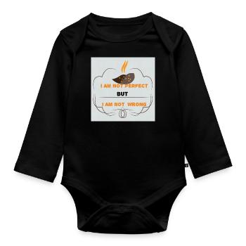 Nicht perfekt - Baby Bio-Langarm-Body - Schwarz - Vorne