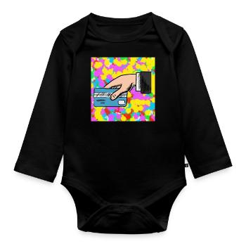 Credit Card Pop Colour Tie Dye Background Cool - Organic Longsleeve Baby Bodysuit - black - Front