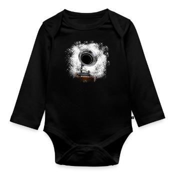 Retro turntable in a sprayed look - Organic Longsleeve Baby Bodysuit - black - Front