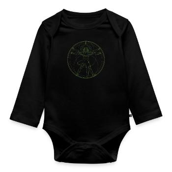 Homme de Vitruve yoga Leonardo Da Vinci - Body Bébé bio manches longues - noir - Devant