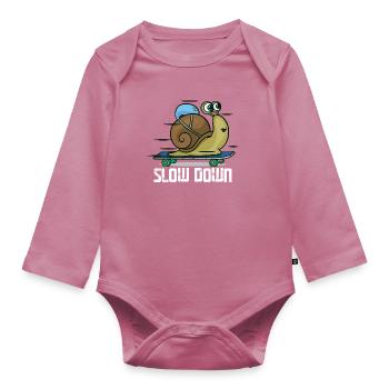 Slow Down Escargot skateboard - Body Bébé bio manches longues - mauve - Devant