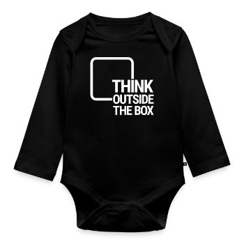 Think outside the box - Organic Longsleeve Baby Bodysuit - black - Front