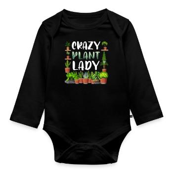 Crazy Plant Lady - Organic Longsleeve Baby Bodysuit - black - Front
