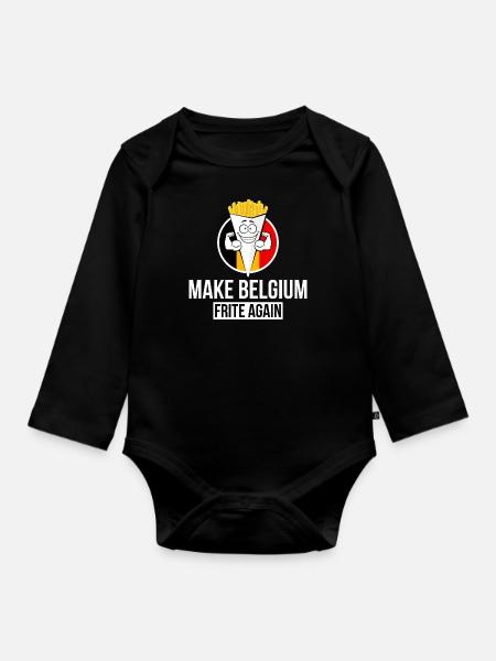 MAKE BELGIUM FRITE AGAIN - Body Bébé bio manches longues - noir