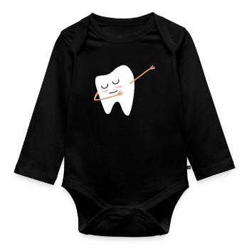 Dabbing Tooth Dab dansetand fe gave gaveidé - Langærmet babybody, økologisk bomuld - sort - Foran