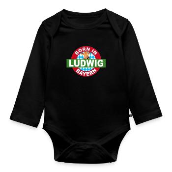 Born in Bayern, Ludwig, Luke, Wigg, Geschenk, Love - Baby Bio-Langarm-Body - Schwarz - Vorne