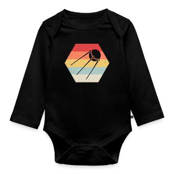 Sputnik USSR USSR Soviet Union space satellite - Organic Longsleeve Baby Bodysuit - black - Front