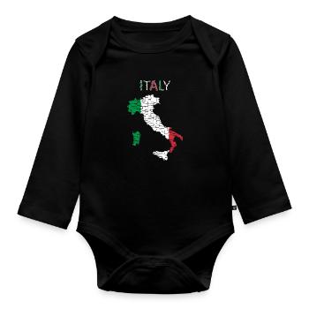 Italy Flag - Art Design - Organic Longsleeve Baby Bodysuit - black - Front