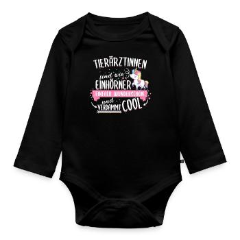 Tierarzt Tierärztin Tiere Einhorn Beruf Spruch - Baby Bio-Langarm-Body - Schwarz - Vorne
