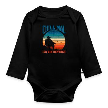 Chill mal in bin Rentner Ruhestand Pension Rente - Baby Bio-Langarm-Body - Schwarz - Vorne