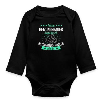 Heizungsbauer Heizungsbau Bauarbeiter Beruf Spruch - Baby Bio-Langarm-Body - Schwarz - Vorne
