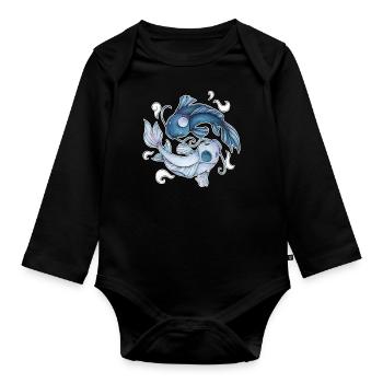 Yin Yang Kois - Ying Koi - Organic Longsleeve Baby Bodysuit - black - Front